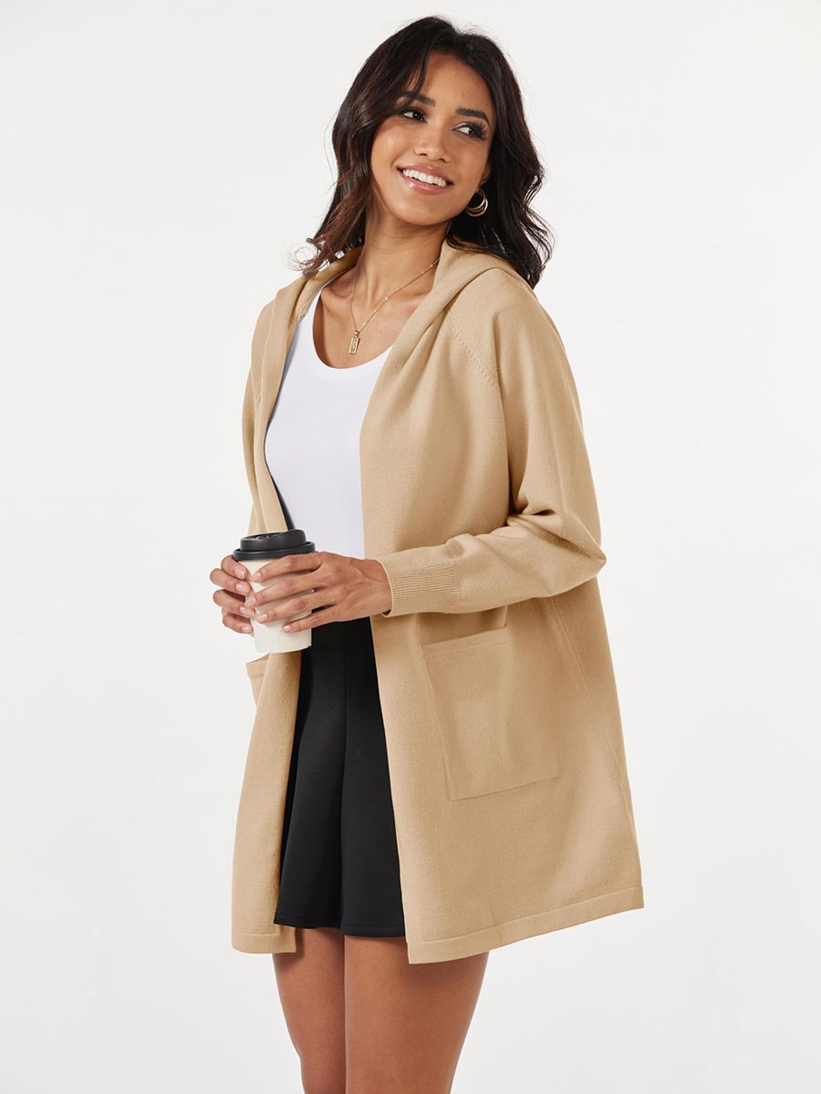 Women's Knit Open-Front Cardigan – Apricot