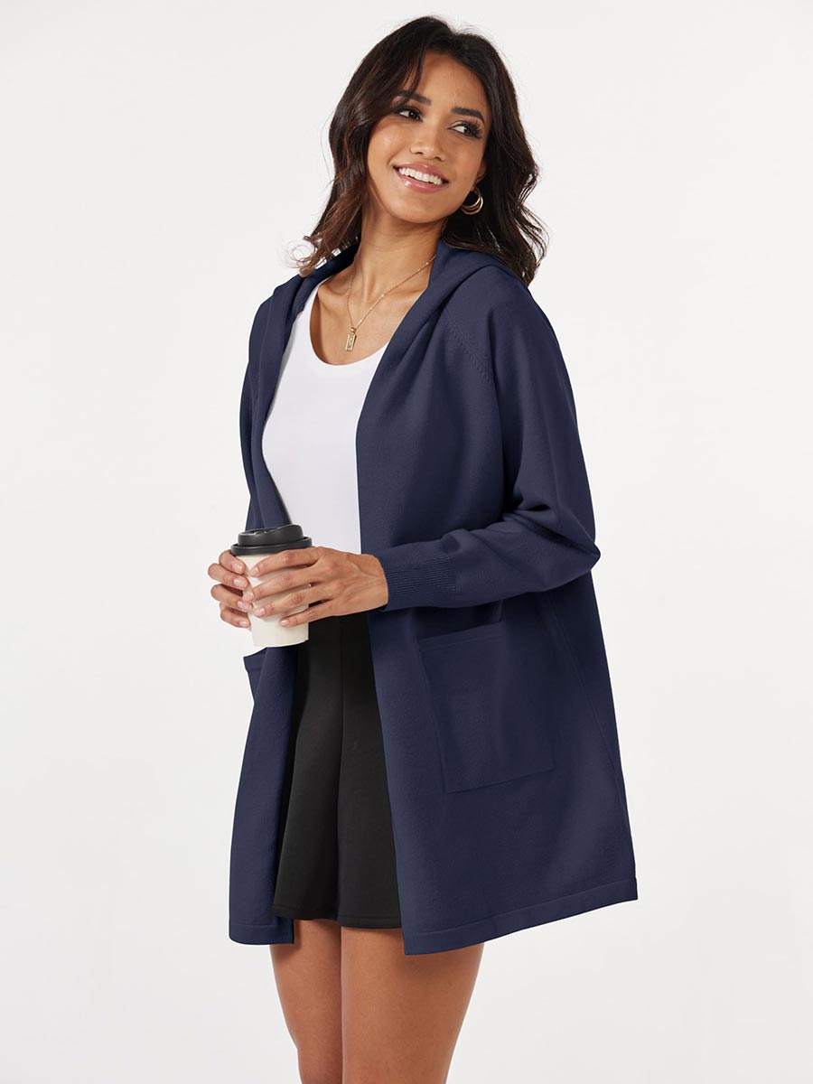 Women's Knit Open-Front Cardigan – Navy