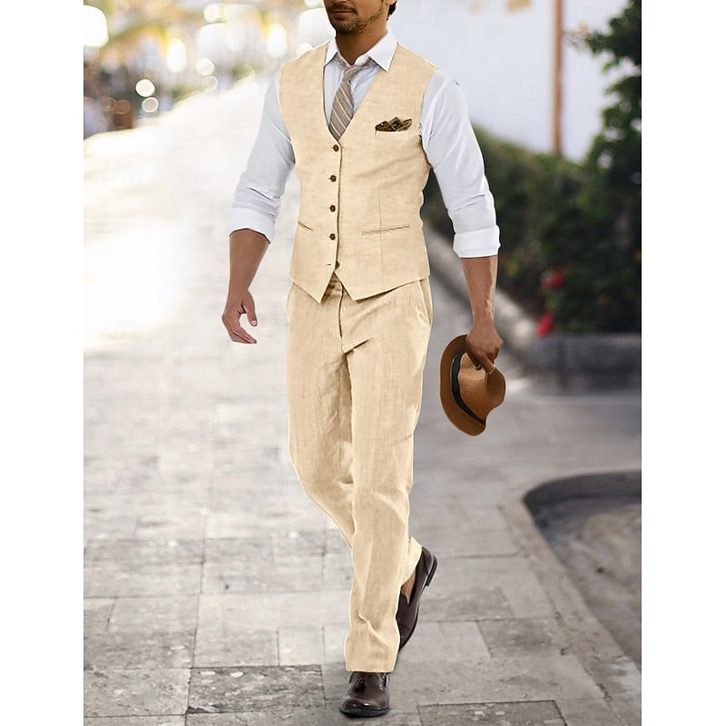 Tailored Summer Two-Piece Set for Men, Plus Size