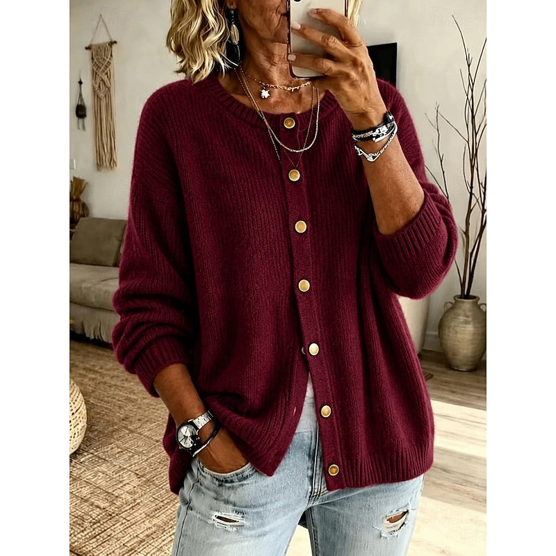 Soft Button-Front Cardigan for Women, Plus Size