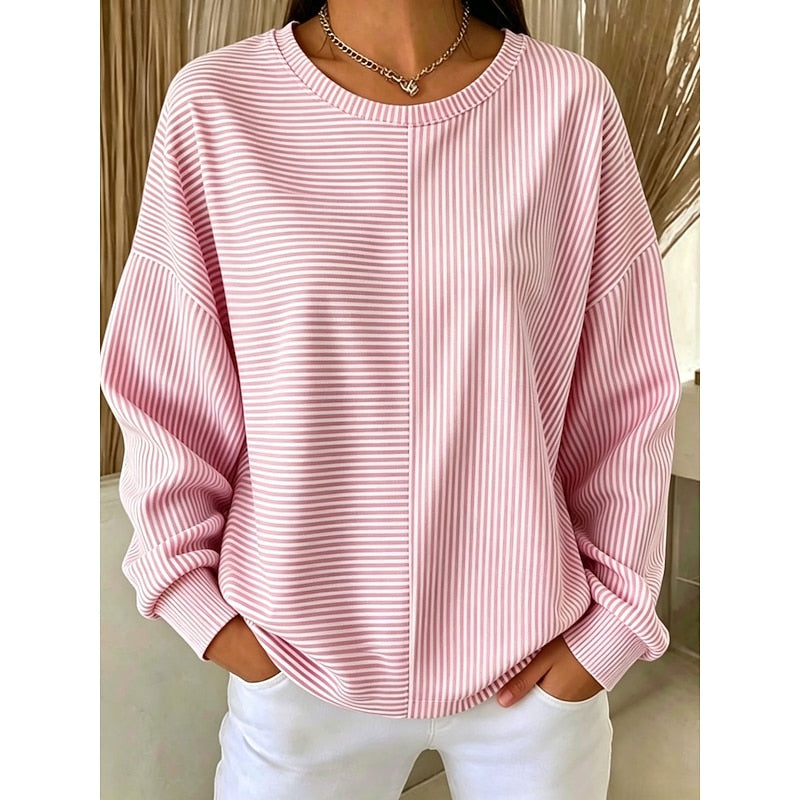 Striped Sweatshirt for Women, Relaxed Style