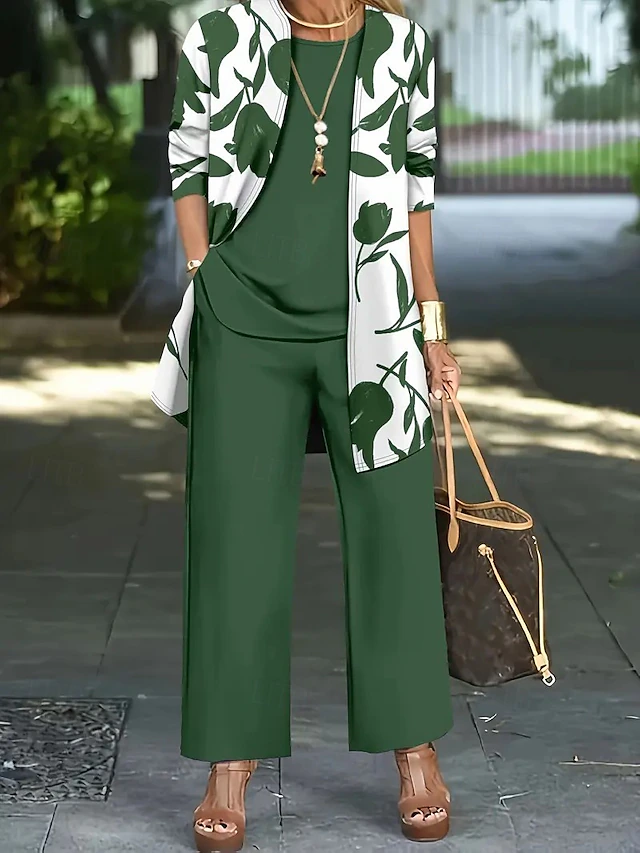 Floral Three-Piece Pants Set for Women