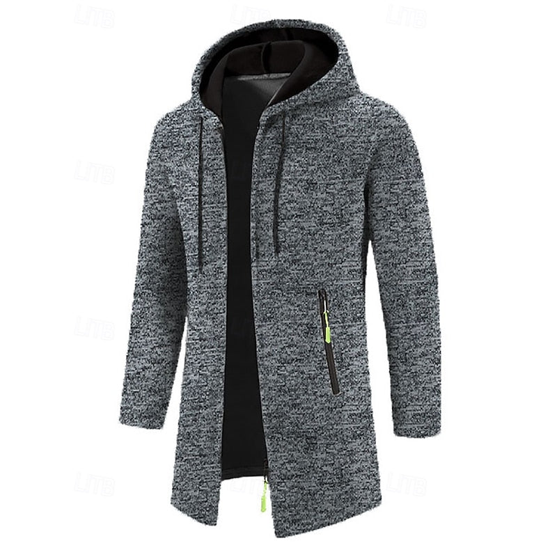 Hooded Longline Coat for Men, Plus Size