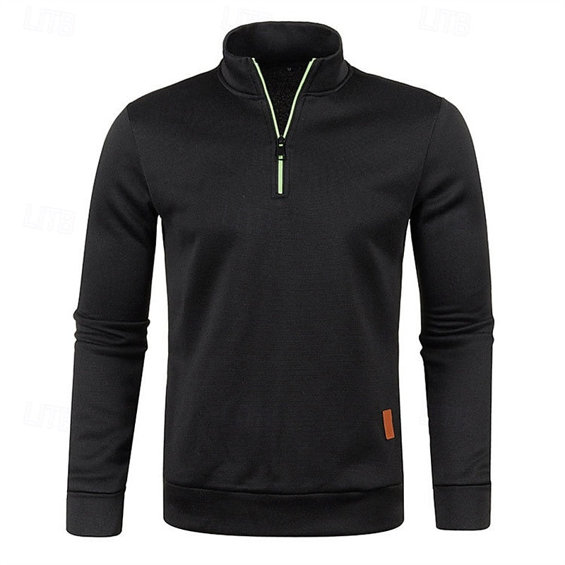 Quarter-Zip Textured Pullover Sweater for Men, Plus Size