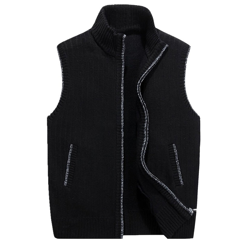 Stand-Collar Zip Vest for Men, Cozy Style