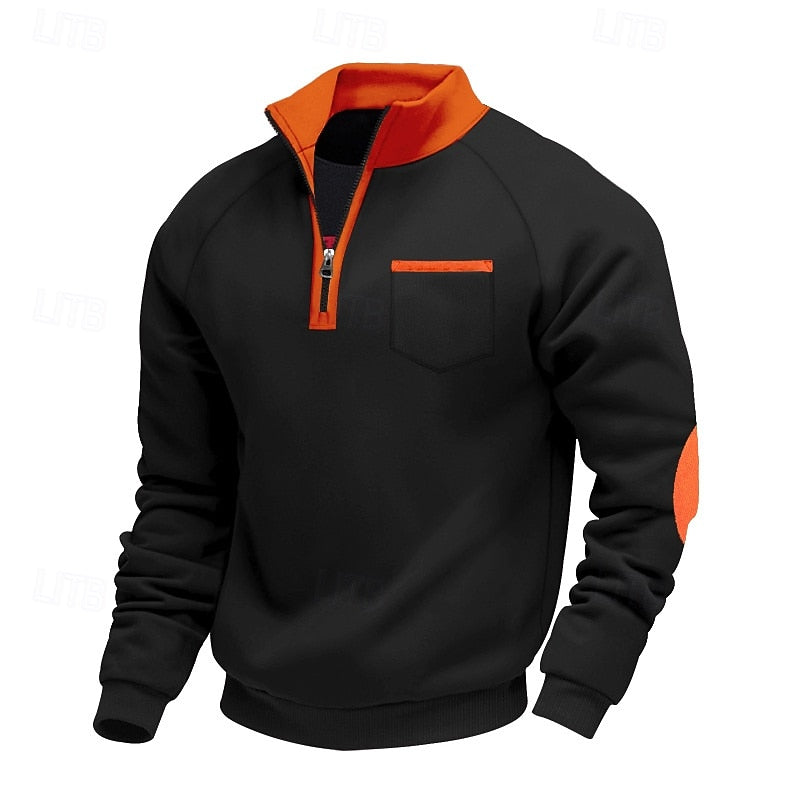 Quarter-Zip Colour Block Pullover for Men