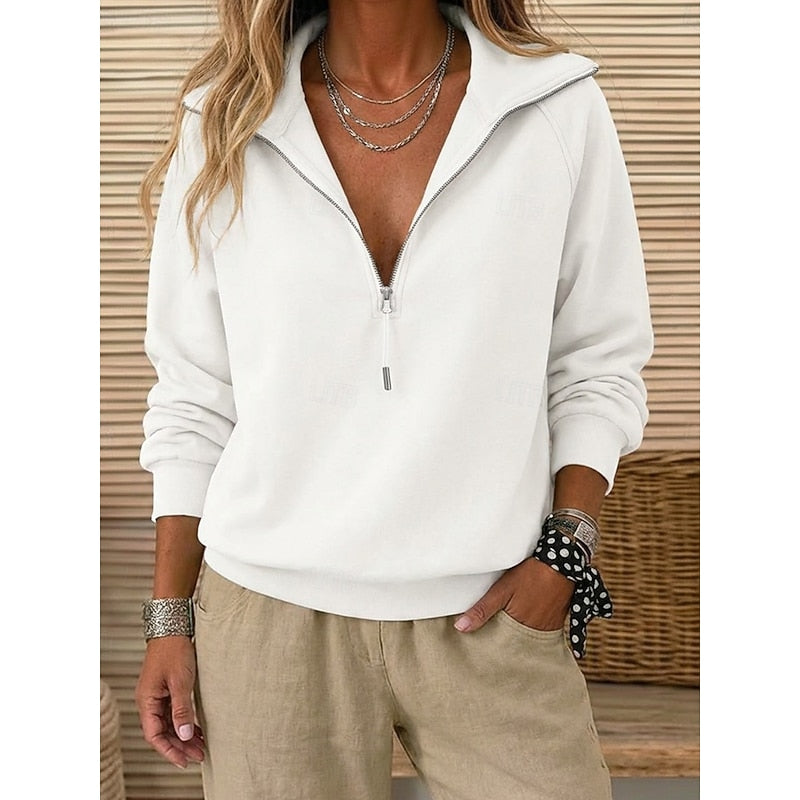 Quarter-Zip Lapel Sweatshirt for Women