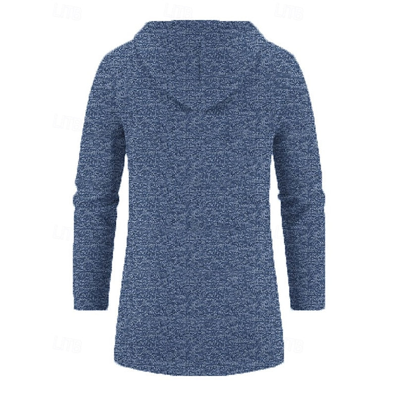 Hooded Longline Coat for Men, Plus Size