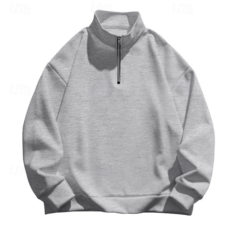 Quarter-Zip Standing Collar Pullover for Men, Plus Size