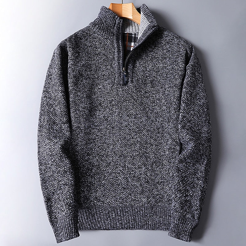 Quarter-Zip Stand Collar Sweater for Men