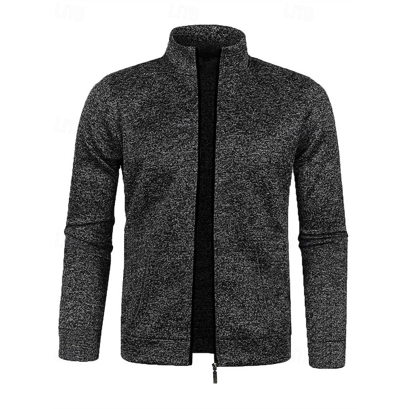 Full-Zip Stand Collar Jacket for Men, Plus Size