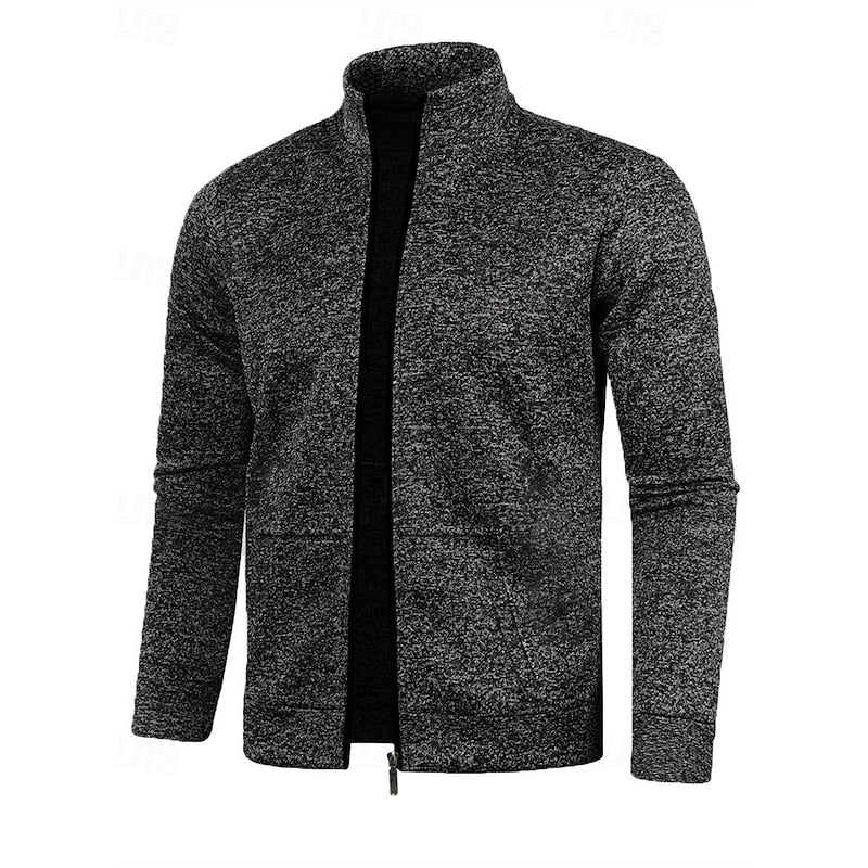 Full-Zip Stand Collar Jacket for Men, Plus Size