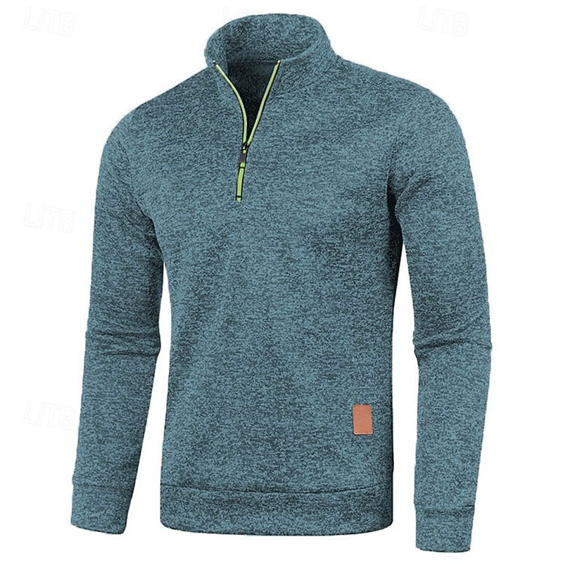 Quarter-Zip Textured Pullover Sweater for Men, Plus Size