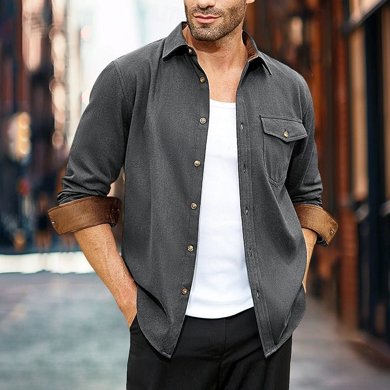 Rugged Button-Front Overshirt for Men, Plus Size