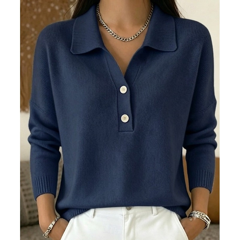 Collared Button Pullover, Women's Refined Fit