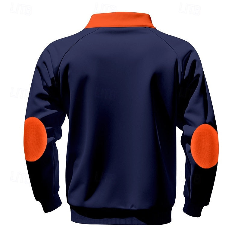 Quarter-Zip Colour Block Pullover for Men