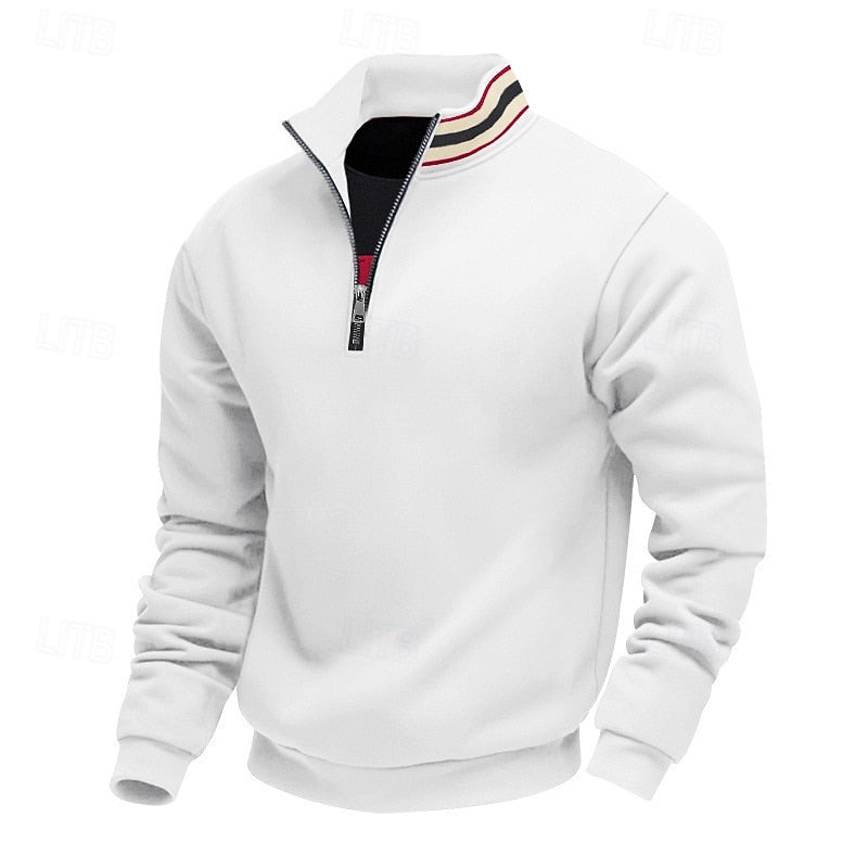 Quarter-Zip Stand-Collar Pullover for Men, Plus Size