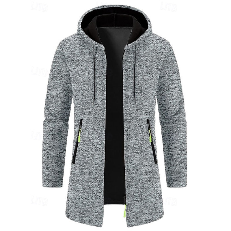 Hooded Longline Coat for Men, Plus Size