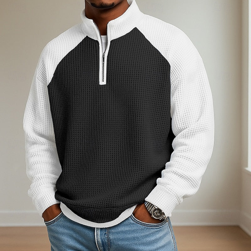 Textured Quarter-Zip Pullover for Men