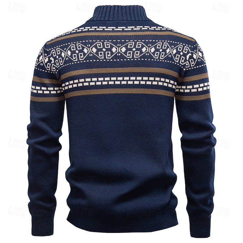 Fair Isle Zip-Up Christmas Cardigan for Men