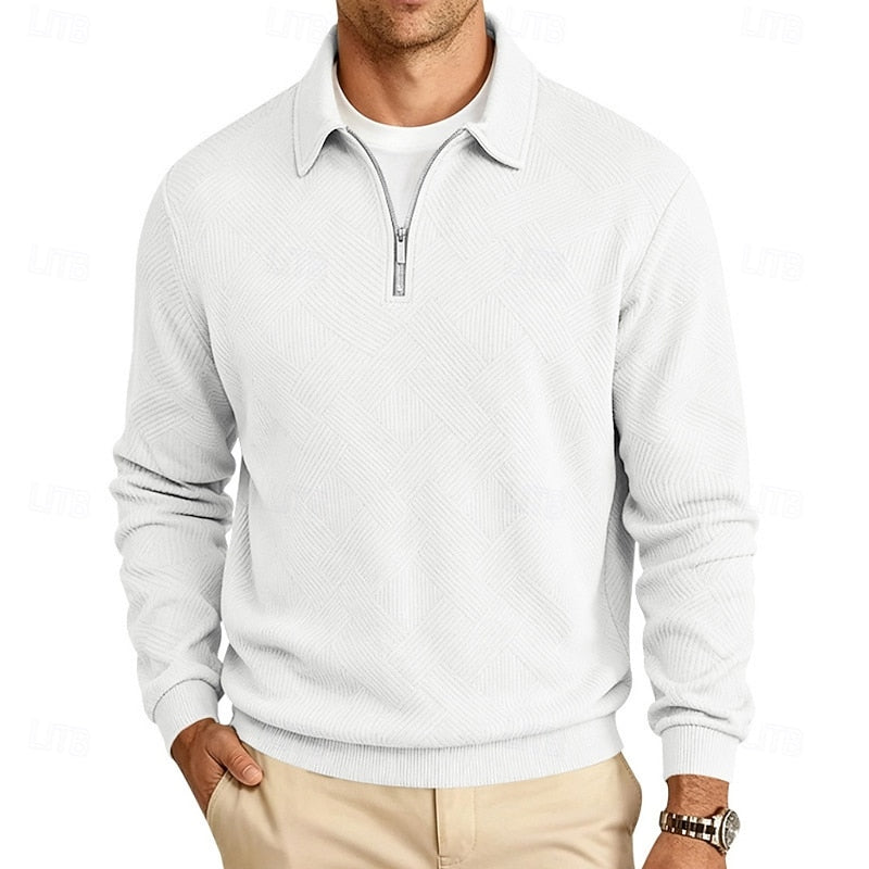 Textured Quarter-Zip Pullover for Men, Plus Size
