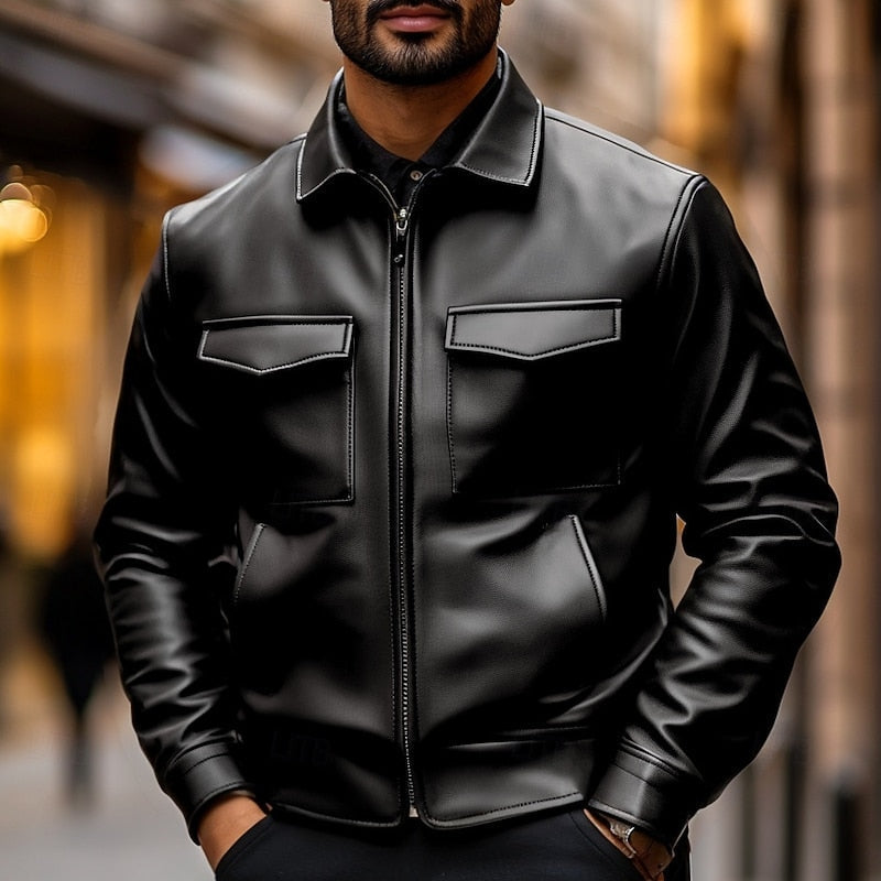 Men's Classic Collared Moto Jacket