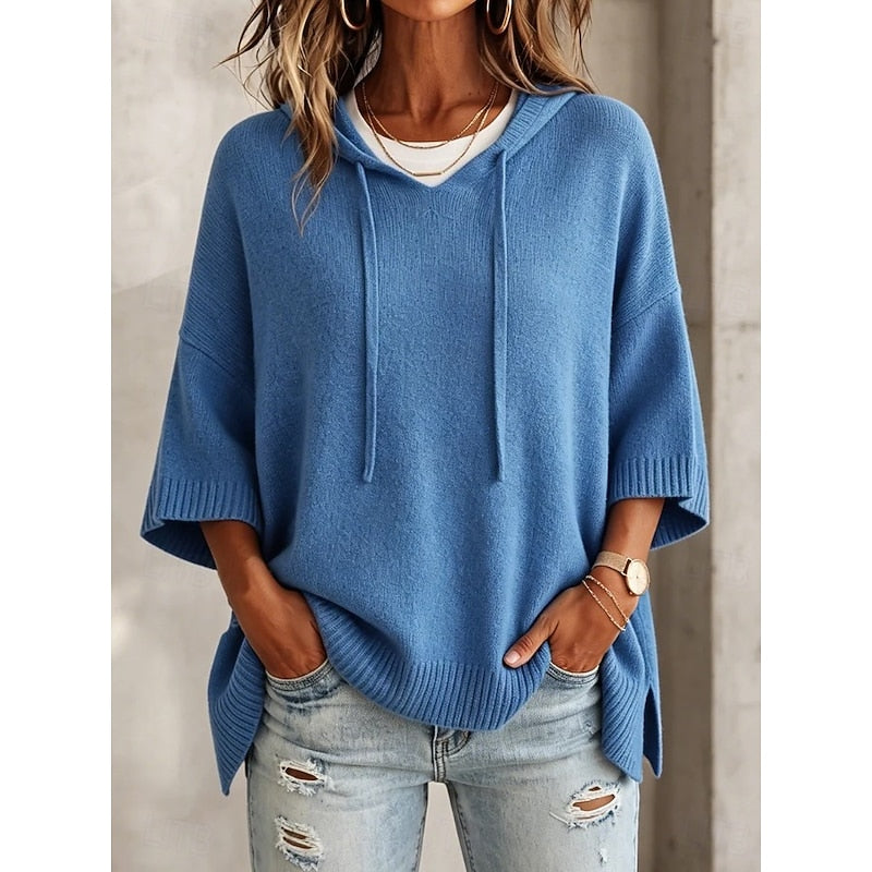 Relaxed Hooded Sweater for Women, Plus Size