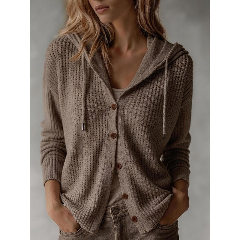 Hooded Button-Front Cardigan for Women
