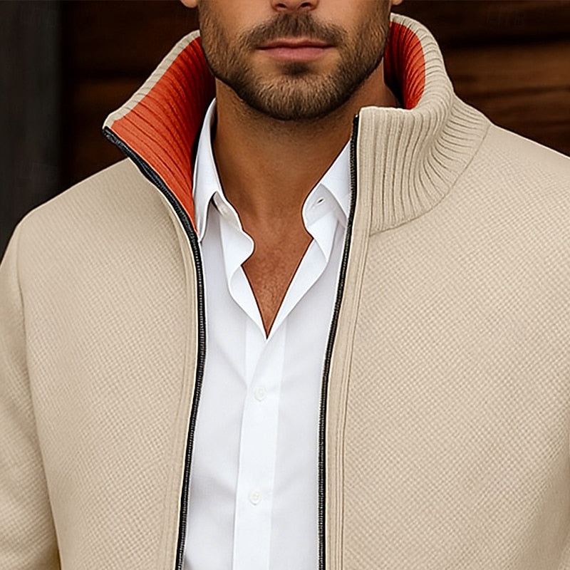 Men's Stand-Collar Zip Cardigan