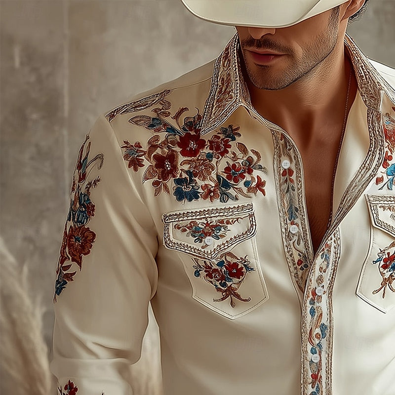 Embroidered Western Shirt for Men