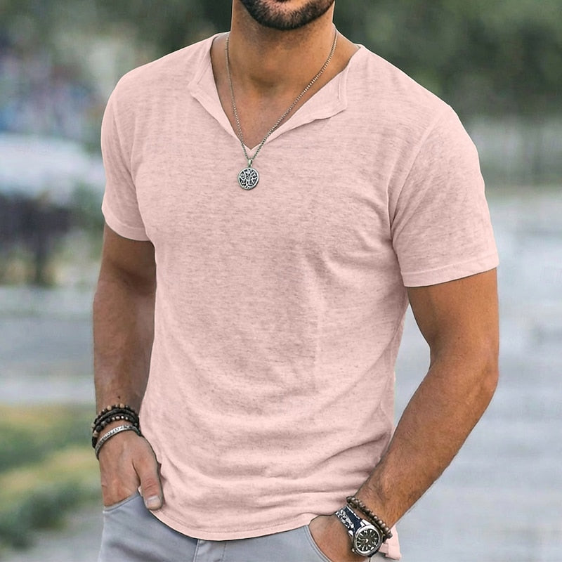 Relaxed V-Neck T-Shirt for Men, Plus Size