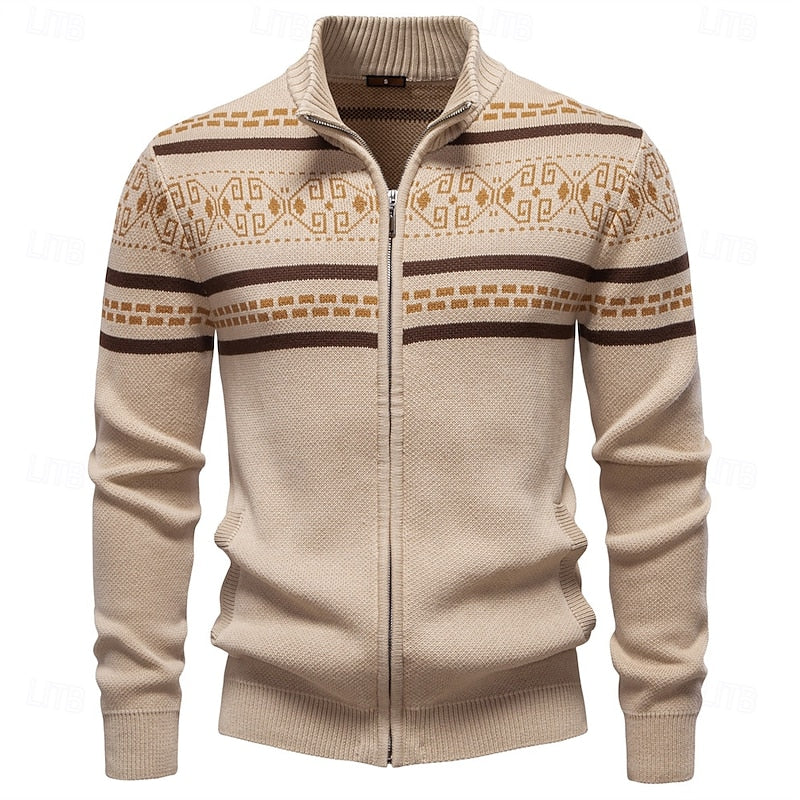 Fair Isle Zip-Up Christmas Cardigan for Men