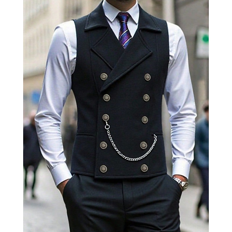 Men's Double-Breasted Tailored Waistcoat