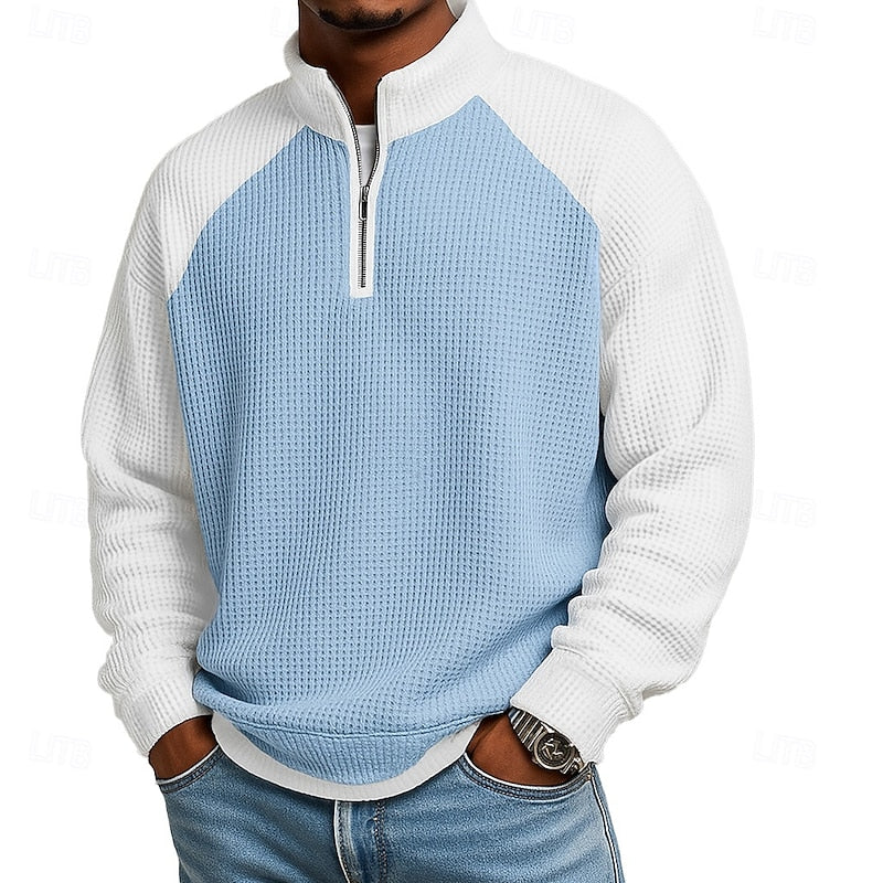 Textured Quarter-Zip Pullover for Men
