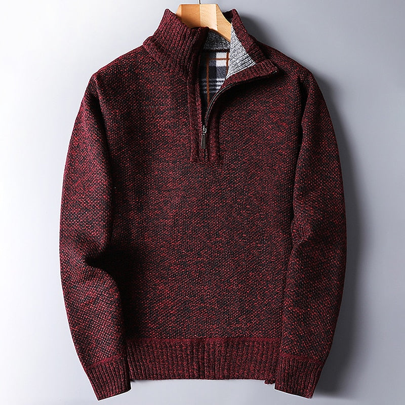 Quarter-Zip Stand Collar Sweater for Men