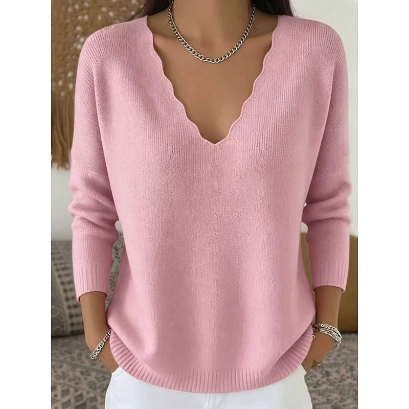 Scalloped V-Neck Halloween Pullover for Women, Plus Size