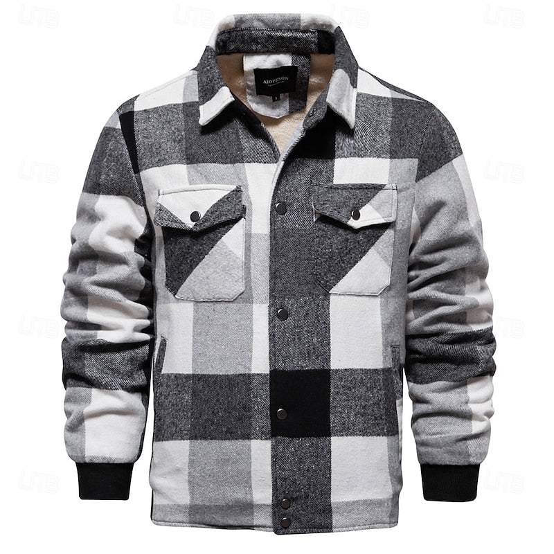 Rugged Plaid Shirt Jacket for Men
