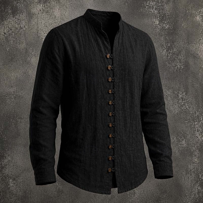 Band Collar Casual Shirt for Men, Plus Size