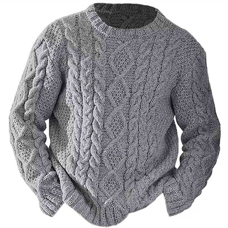 Cable Knit Crew Neck Sweater for Men