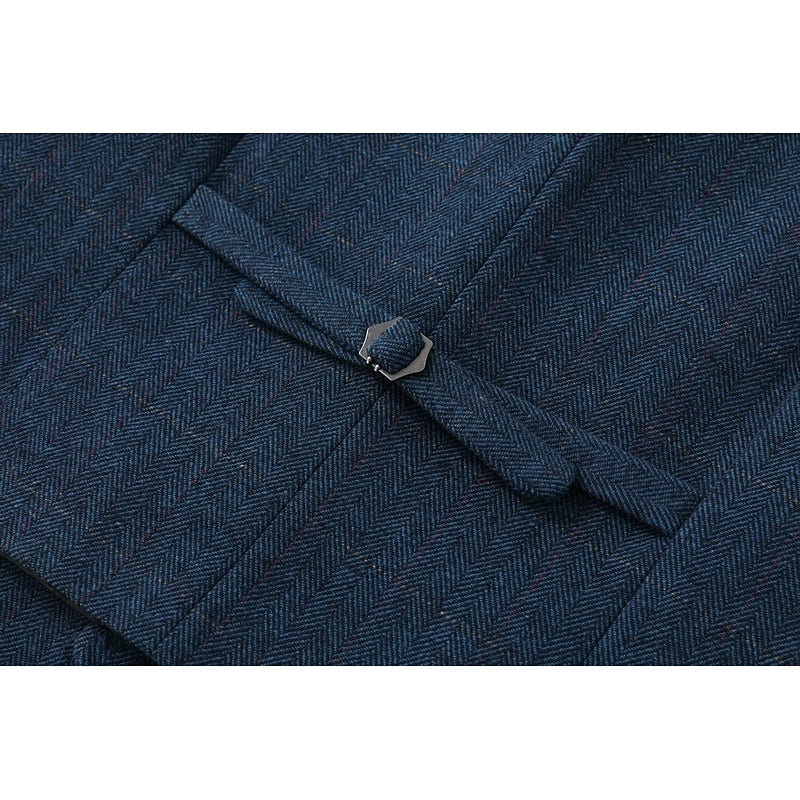 Plus Size Herringbone Tailored Waistcoat for Men