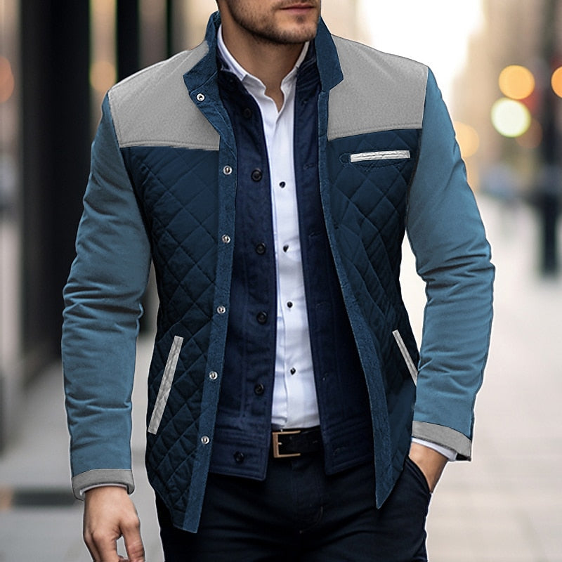 Color Block Quilted Jacket for Men