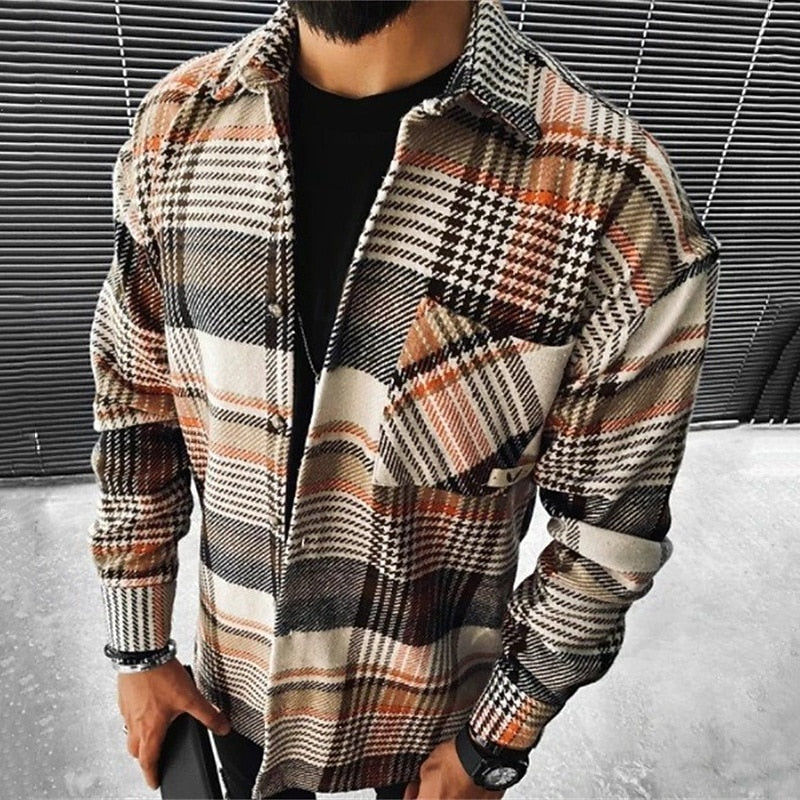 Checked Overshirt for Men, Rugged Style