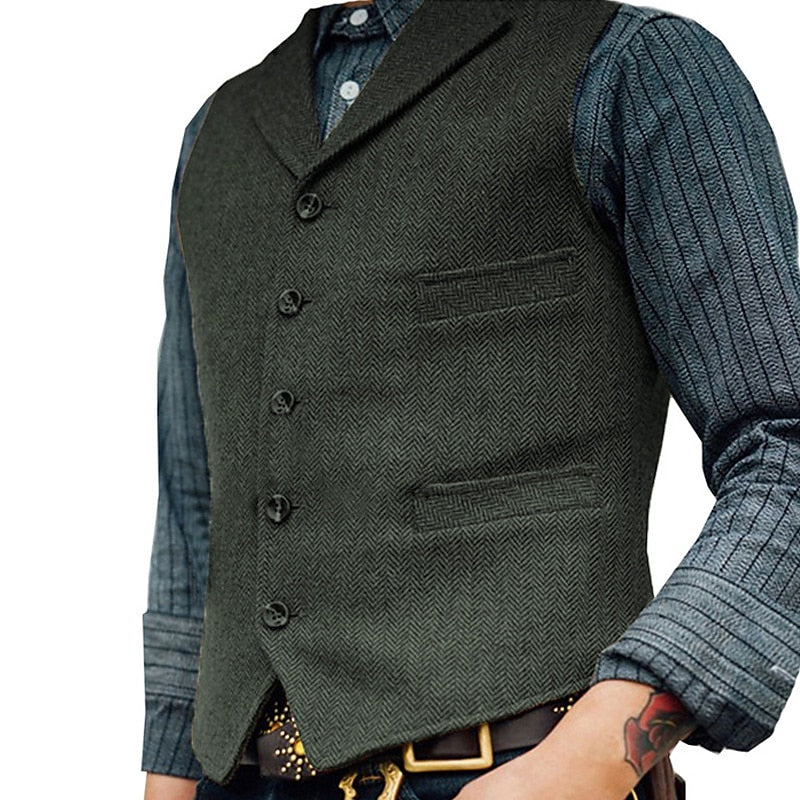 Herringbone Tailored Waistcoat for Men