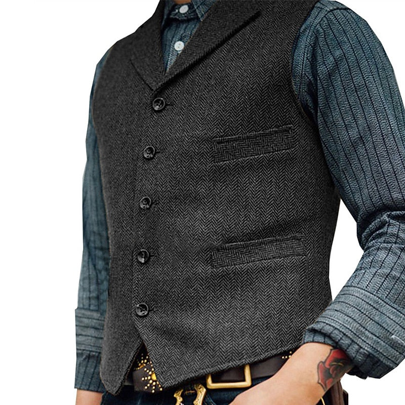 Herringbone Tailored Waistcoat for Men