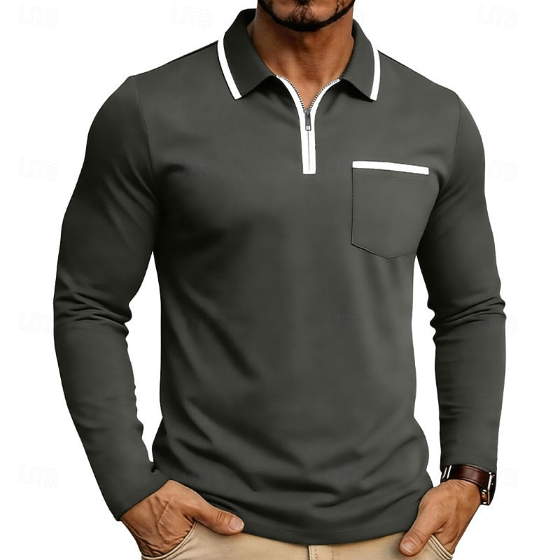 Men's Refined Quarter-Zip Polo Shirt