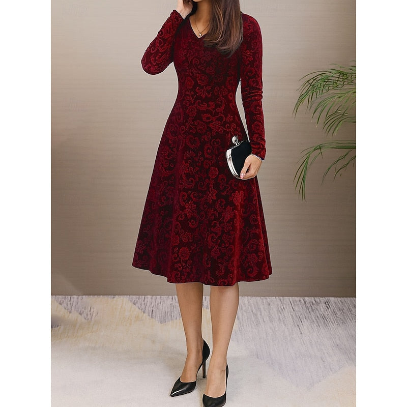 Floral A-Line Midi Dress for Women