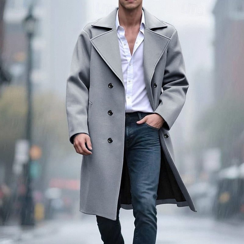 Tailored Long Overcoat for Men, Plus Size