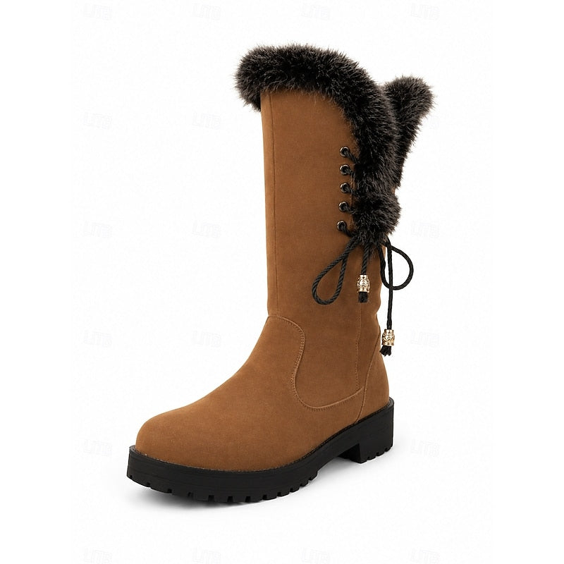 Fur-Trimmed Knee-High Winter Boots for Women