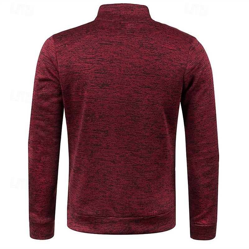 Quarter-Zip Textured Pullover Sweater for Men, Plus Size