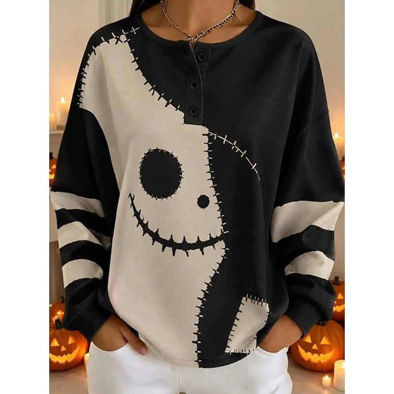 Halloween Graphic Crew-Neck Sweatshirt for Women